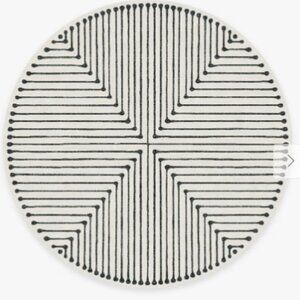 Jonathan Adler Inkdrop Black & Ivory Rug + Standard Pad 8 foot round rug